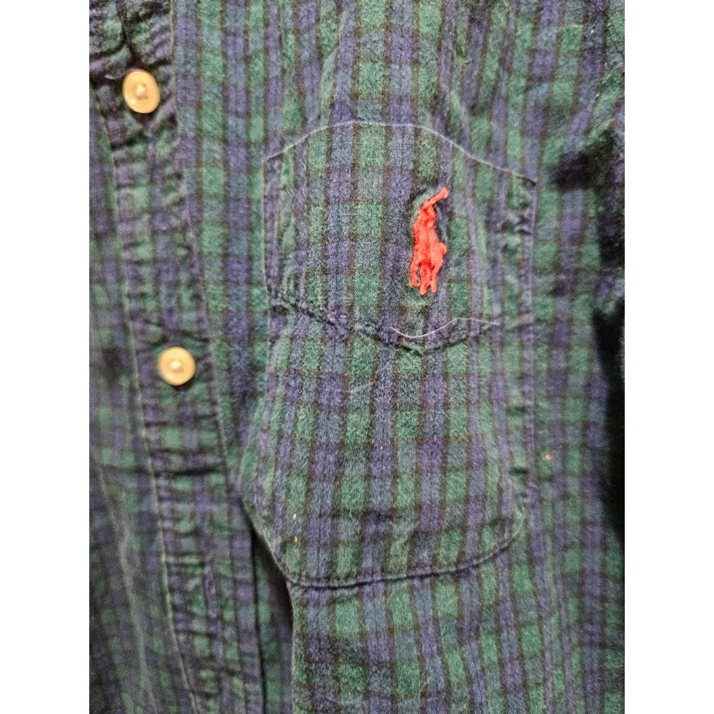 Boys Ralph Lauren Plaid Button-Down Shirt Size 5 Blue Green